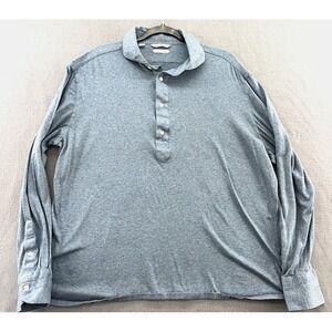 Suit Supply Shirt Mens 46/46 Blue Long Sleeve Polo Shirt Extra Slim Fit